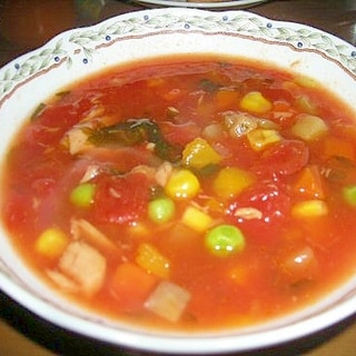 シーチキンとワカメのトマトスープ